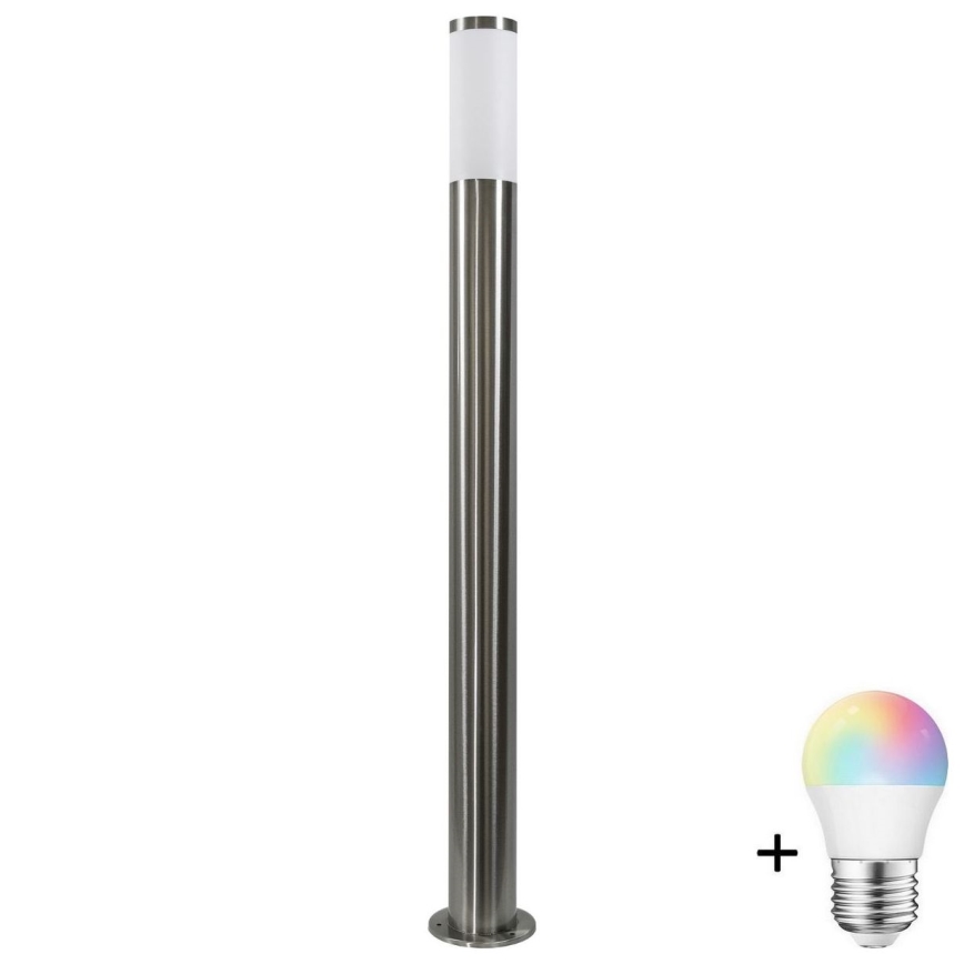 LED RGBW podesiva vanjska lampa LIVIA 1xE27/6,5W/230V 2700-6500K Wi-Fi 100 cm IP44 srebrna