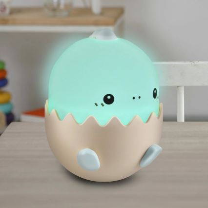 LED RGBW Prigušiva dječja dodirna lampa BABY DINO LED/0,75W/5V USB 1200 mAh plava