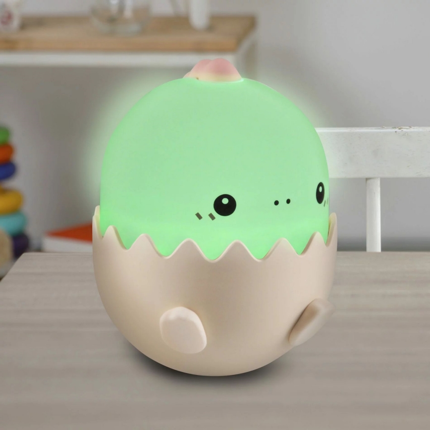 LED RGBW Prigušiva dječja dodirna lampa BABY DINO LED/0,75W/5V USB 1200 mAh ružičasta