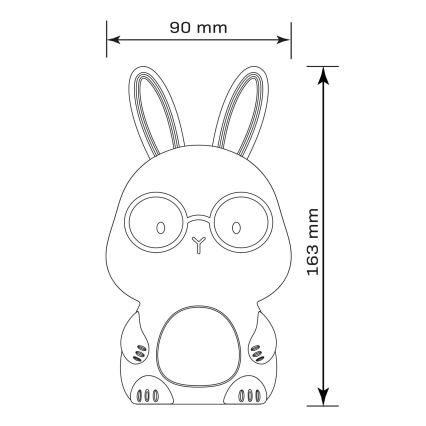 LED RGBW Prigušiva dječja dodirna lampa FLORKA LED/1W/5V USB 1200 mAh zečić plava