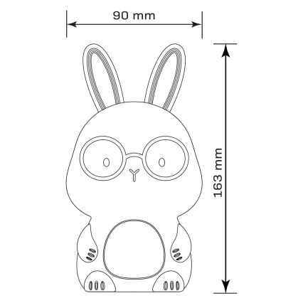 LED RGBW Prigušiva dječja dodirna lampa FLORKA LED/1W/5V USB 1200 mAh zečić bijela/ružičasta