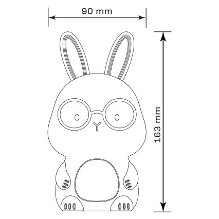 LED RGBW Prigušiva dječja dodirna lampa FLORKA LED/1W/5V USB 1200 mAh zečić bijela/siva
