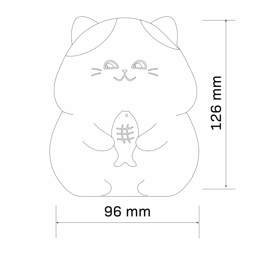 LED RGBW Prigušiva dječja dodirna lampa GATTO LED/1W/3,7V 1200 mAh