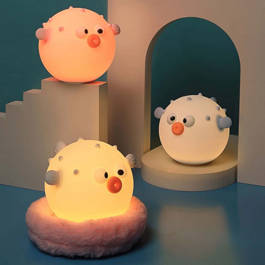 LED RGBW Prigušiva dječja dodirna lampa HELA LED/1W/5V USB 1200 mAh ribica ružičasta