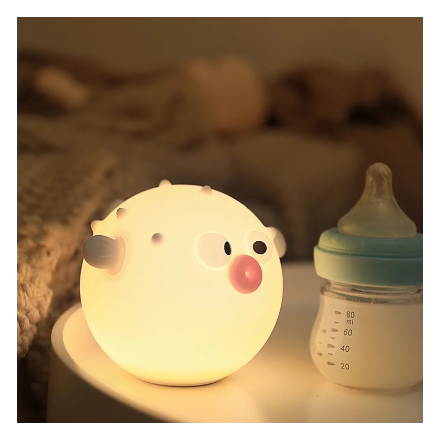 LED RGBW Prigušiva dječja dodirna lampa HELA LED/1W/5V USB 1200 mAh ribica ružičasta