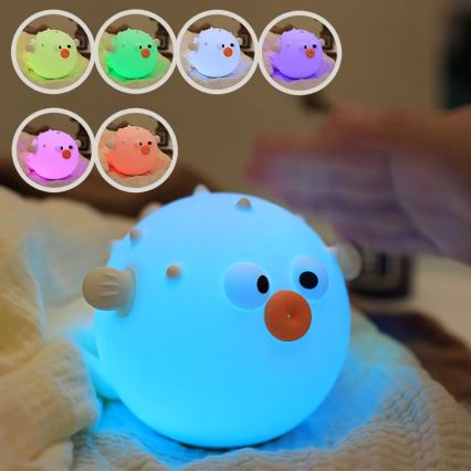 LED RGBW Prigušiva dječja dodirna lampa HELA LED/1W/5V USB 1200 mAh ribica ružičasta