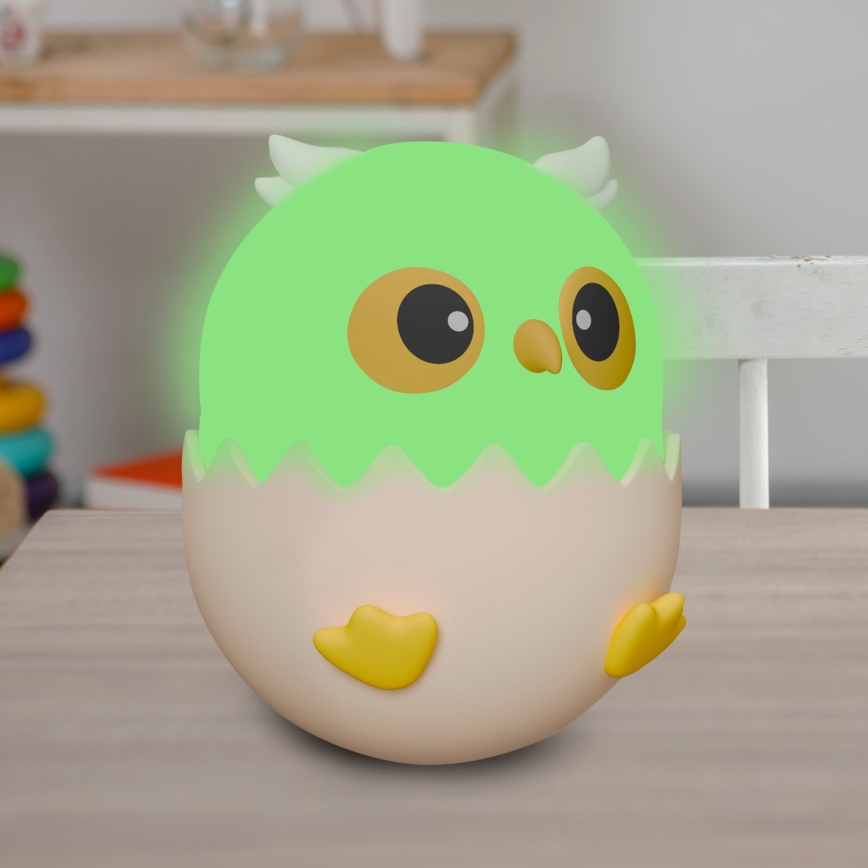 LED RGBW Prigušiva dječja dodirna lampa OWL LED/1W/5V USB 1200 mAh sova plava