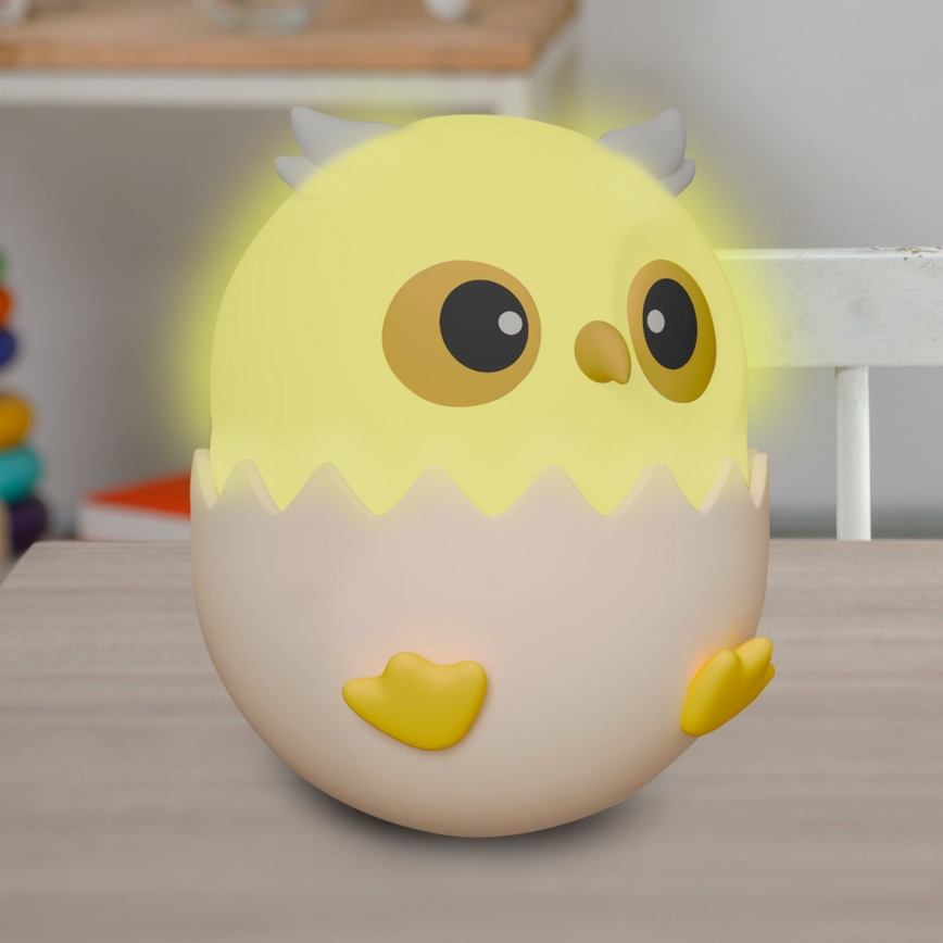 LED RGBW Prigušiva dječja dodirna lampa OWL LED/1W/5V USB 1200 mAh sova plava