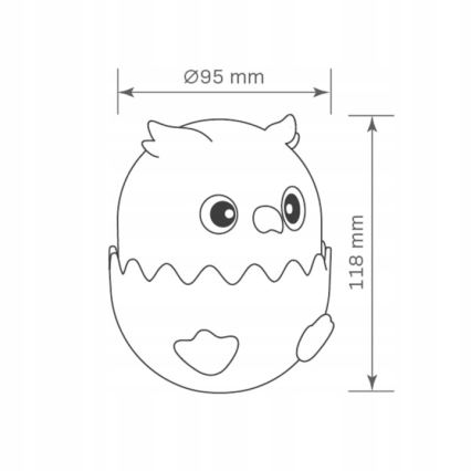 LED RGBW Prigušiva dječja dodirna lampa OWL LED/1W/5V USB 1200 mAh sova plava