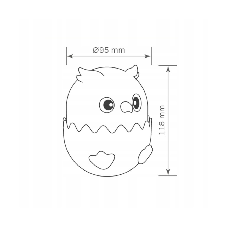 LED RGBW Prigušiva dječja dodirna lampa OWL LED/1W/5V USB 1200 mAh sova plava