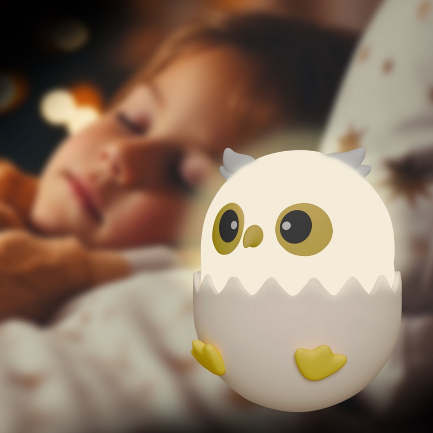 LED RGBW Prigušiva dječja dodirna lampa OWL LED/1W/5V USB 1200 mAh sova ružičasta