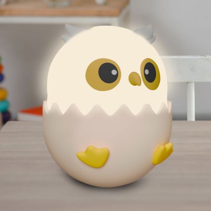 LED RGBW Prigušiva dječja dodirna lampa OWL LED/1W/5V USB 1200 mAh sova ružičasta