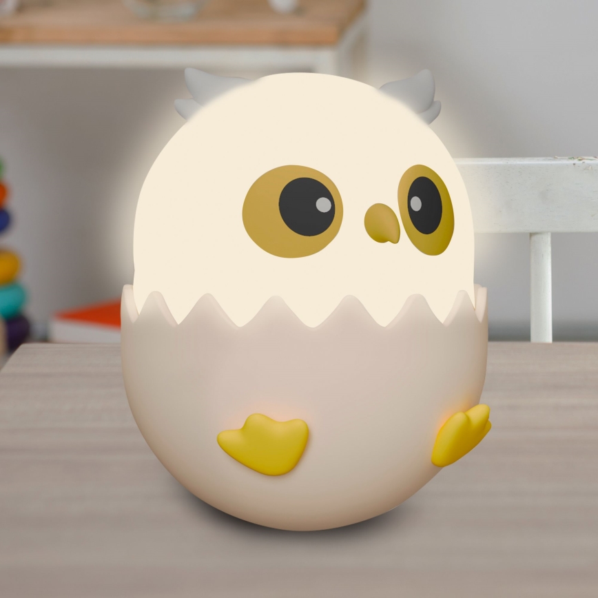 LED RGBW Prigušiva dječja dodirna lampa OWL LED/1W/5V USB 1200 mAh sova ružičasta