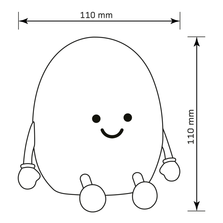 LED RGBW Prigušiva dječja dodirna lampa POTATO LED/2W/5V USB 1200 mAh krumpir