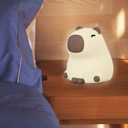 LED RGBW Prigušiva dječja dodirna lampa LED/1W/5V USB 1200 mAh kapibara