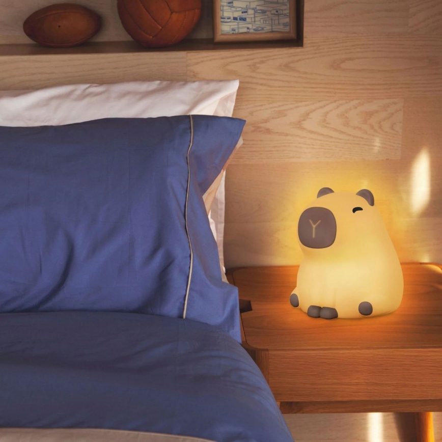 LED RGBW Prigušiva dječja dodirna lampa LED/1W/5V USB 1200 mAh kapibara