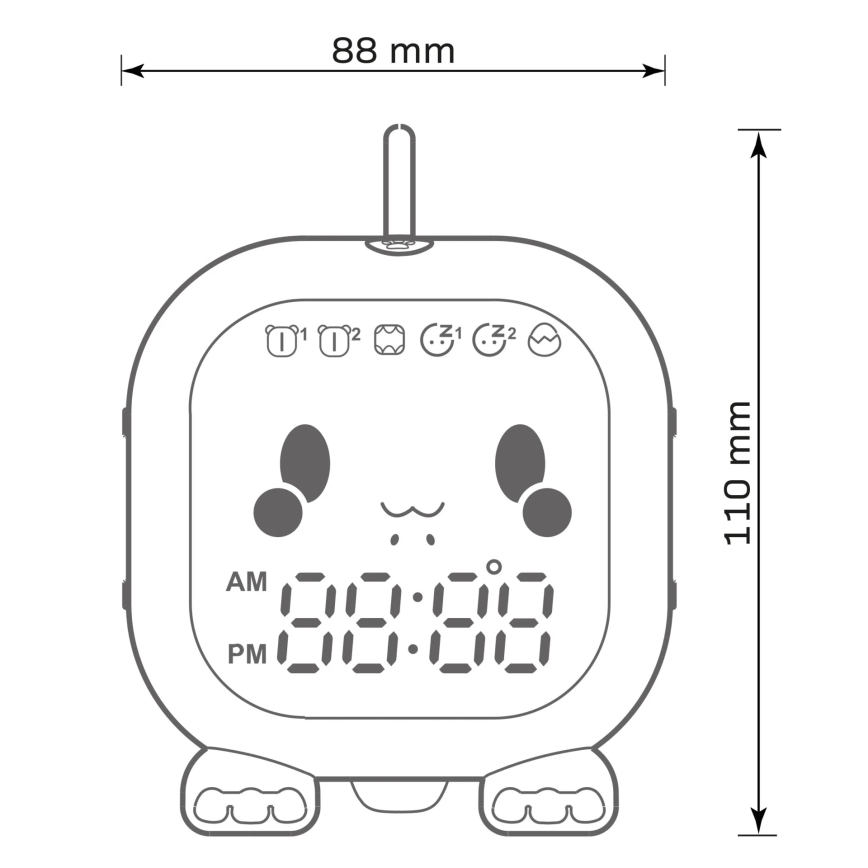 LED RGBW Prigušiva dječja noćna lampica s budilicom FILIP LED/1,5W/5V 1500 mAh