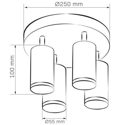 LED RGBW prigušivo kupaonsko spot svjetlo TURYN 4xGU10/4,8W/230V 3000K IP44 bijelo + daljinski upravljač