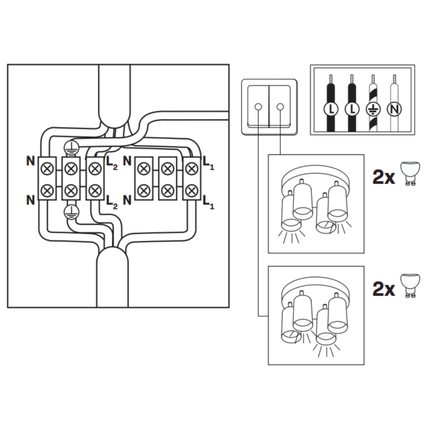 LED RGBW prigušivo kupaonsko spot svjetlo TURYN 4xGU10/6W/230V 3000K IP44 bijelo + daljinski upravljač
