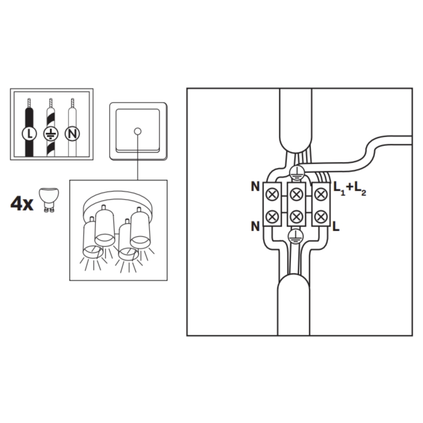 LED RGBW prigušivo kupaonsko spot svjetlo TURYN 4xGU10/6W/230V 3000K IP44 bijelo + daljinski upravljač