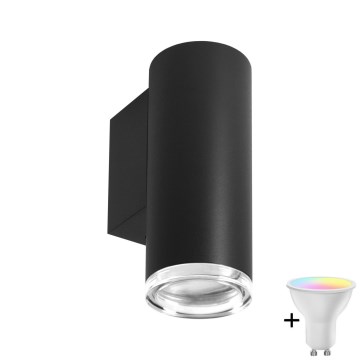 LED RGBW prigušiva kupaonska zidna svjetiljka TURYN 1xGU10/4,8W/230V 3000K IP44 crna + daljinski upravljač
