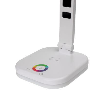 LED RGBW Prigušiva stolna lampa na dodir s bežičnim punjenjem zaslonom i USB portom MAGNUS LED/6W/5V 3000-6500K bijela