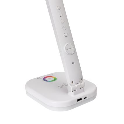 LED RGBW Prigušiva stolna lampa na dodir s bežičnim punjenjem zaslonom i USB portom MAGNUS LED/6W/5V 3000-6500K bijela