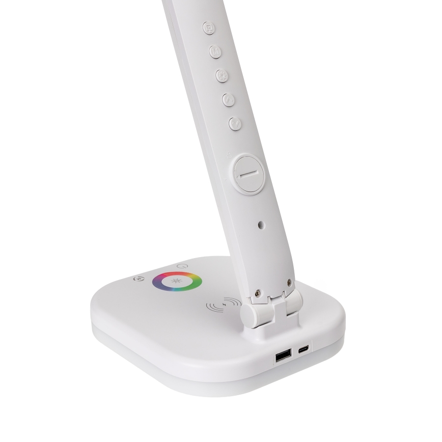 LED RGBW Prigušiva stolna lampa na dodir s bežičnim punjenjem zaslonom i USB portom MAGNUS LED/6W/5V 3000-6500K bijela