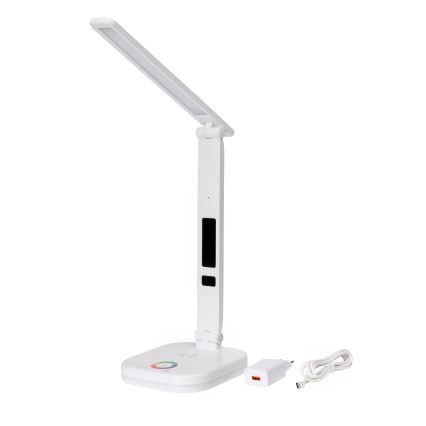 LED RGBW Prigušiva stolna lampa na dodir s bežičnim punjenjem zaslonom i USB portom MAGNUS LED/6W/5V 3000-6500K bijela
