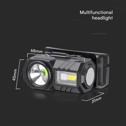 LED RGBW Prigušiva punjiva čeona svjetiljka USB LED/3W/5V IP43 190 lm 24 h 750 mAh