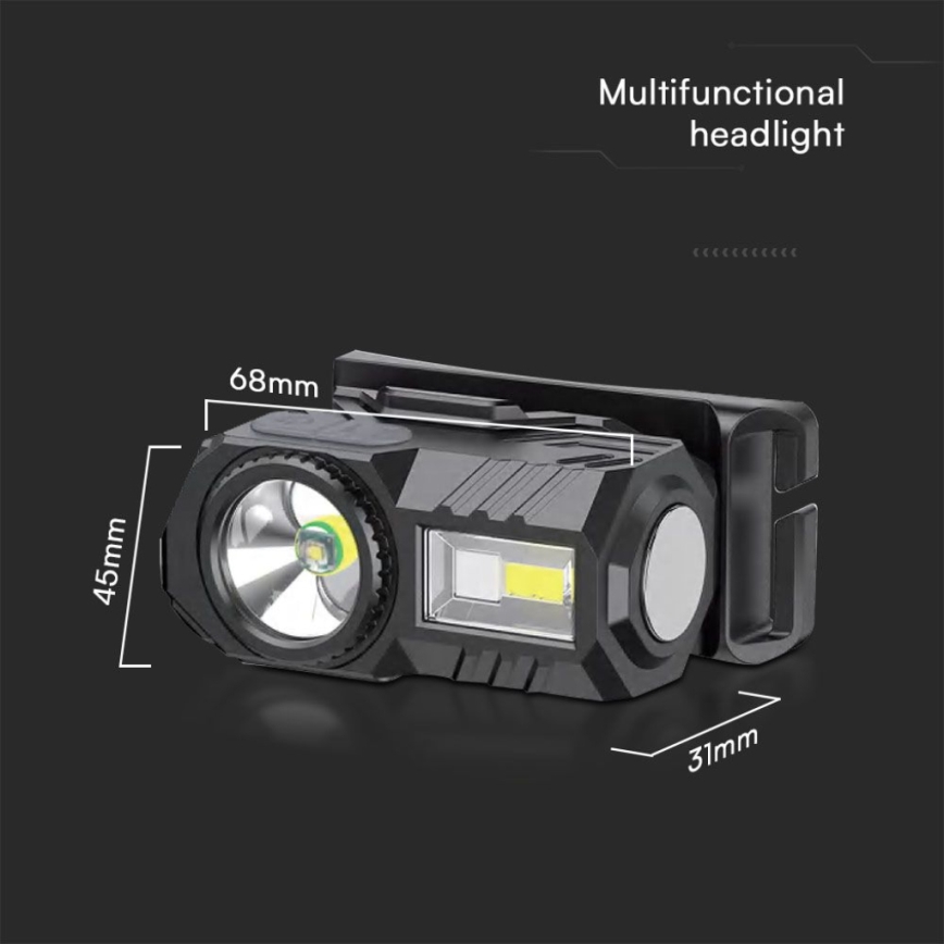 LED RGBW Prigušiva punjiva čeona svjetiljka USB LED/3W/5V IP43 190 lm 24 h 750 mAh