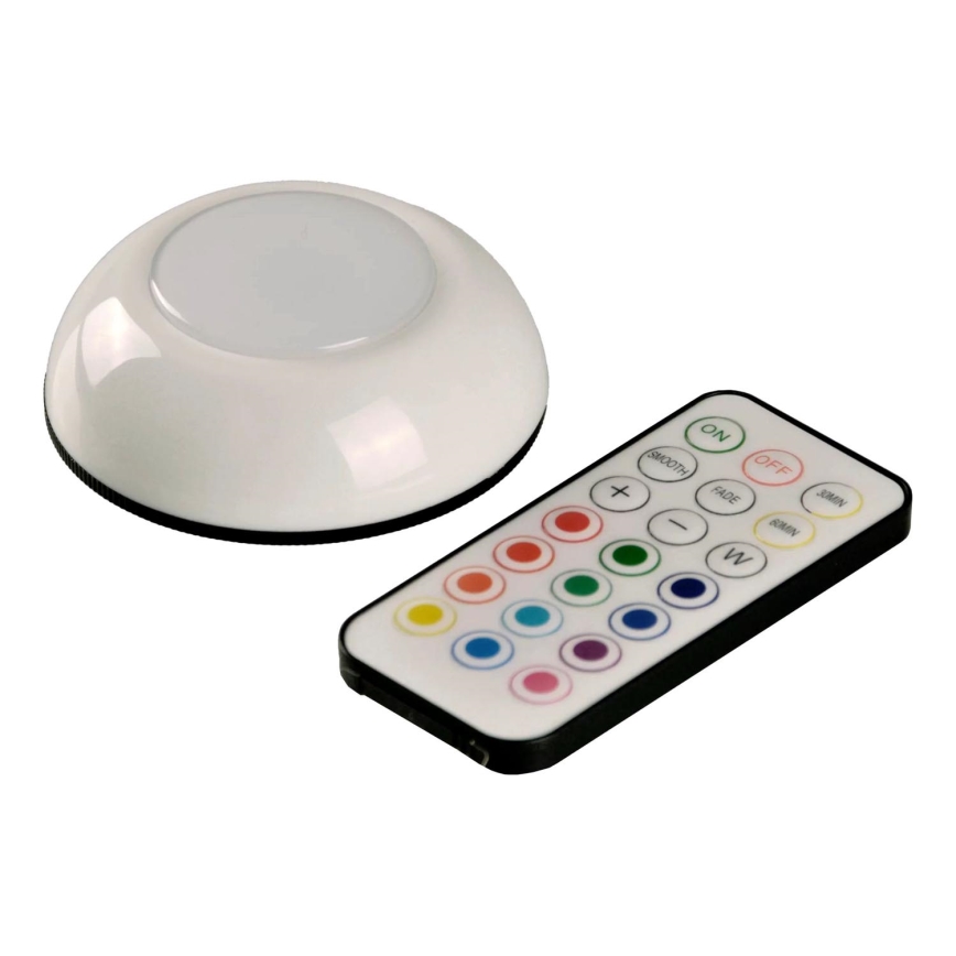 LED RGBW Prigušiva rasvjeta za namještaj LED/0,5W/4,5V 3xAAA bijela + daljinski upravljač