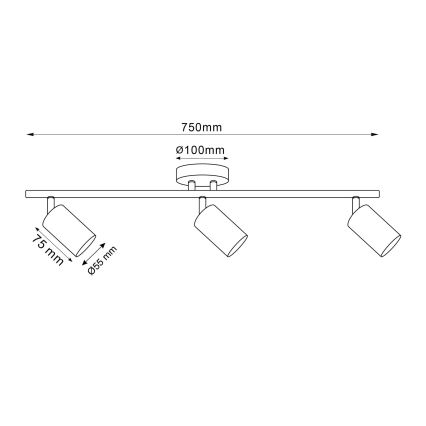 LED RGBW prigušivi ugradni spot GOLDI 3xGU10/6W/230V 3000K zlatni + daljinski upravljač