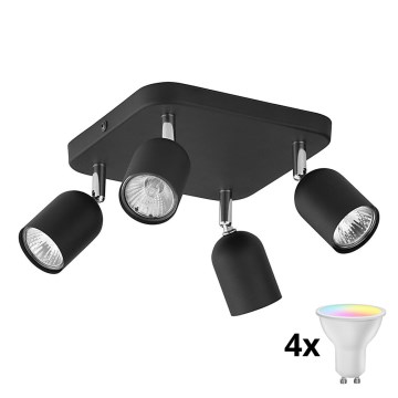 LED RGBW prigušiva reflektorska ugradna svjetiljka TOP 4xGU10/6,5W/230V 2700-6500K crna