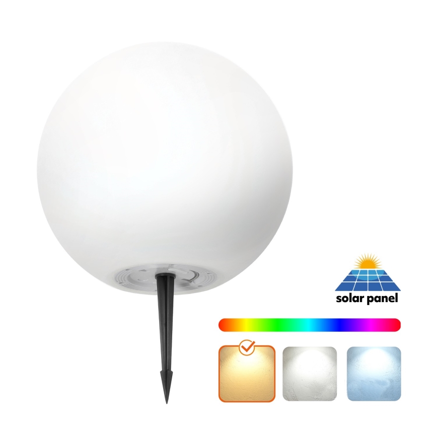 LED RGBW Prigušiva solarna svjetiljka GARDEN BALL LED/5W/3,7V 3000K IP54 2200 mAh Ø 40 cm + daljinsko upravljanje