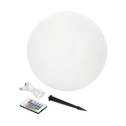 LED RGBW Prigušiva solarna svjetiljka GARDEN BALL LED/5W/3,7V 3000K IP54 2200 mAh Ø 40 cm + daljinsko upravljanje