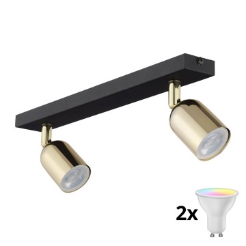 LED RGBW prigušiva spot svjetiljka TOP 2xGU10/6,5W/230V 2700-6500K crna/zlatna