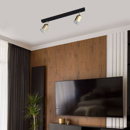 LED RGBW prigušiva spot svjetiljka TOP 2xGU10/6,5W/230V 2700-6500K crna/zlatna