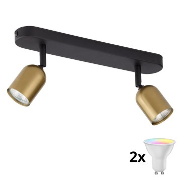 LED RGBW prigušiva spot svjetiljka TOP 2xGU10/6,5W/230V 2700-6500K zlatna/crna