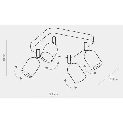 LED RGBW Prigušiva spot svjetiljka TOP 4xGU10/6,5W/230V 2700-6500K zlatna/crna