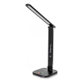 LED RGBW Prigušiva stolna lampa na dodir s bežičnim punjenjem LCD zaslonom i USB portom MAGNUS LED/6W/5V 3000-6500K crna