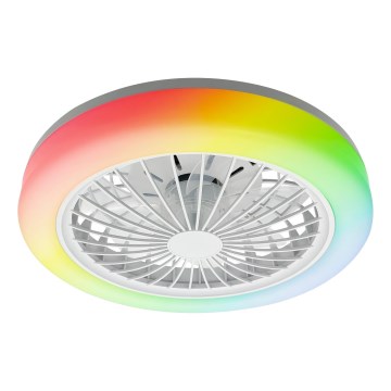 LED RGBW prigušiva stropna svjetiljka s ventilatorom ZAMBIA LED/24W/230V 3000-6500K bijela + daljinski upravljač