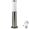 LED RGBW prigušiva vanjska svjetiljka LIVIA 1xE27/6,5W/230V 2700-6500K Wi-Fi 45 cm IP44 srebrna