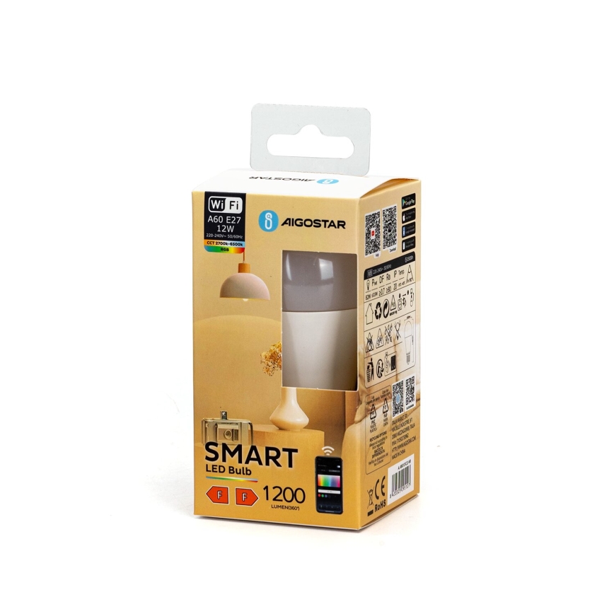 LED RGBW Prigušiva žarulja A60 E27/12W/230V 2700-6500K Wi-Fi - Aigostar
