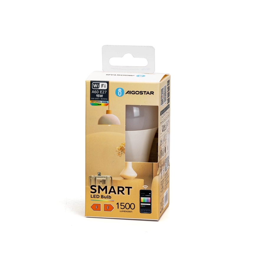 LED RGBW Prigušiva žarulja A60 E27/15W/230V 2700-6500K Wi-Fi - Aigostar