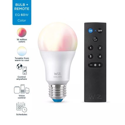 LED RGBW Prigušiva žarulja A60 E27/8,5W/230V 2200-6500K  CRI 90 Wi-Fi + daljinski upravljač - WiZ