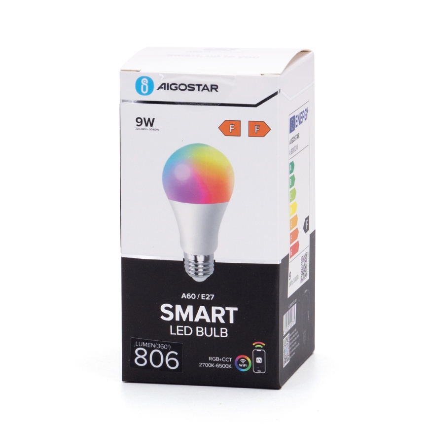 LED RGBW Prigušiva žarulja A60 E27/9W/230V 2700-6500K Wi-Fi - Aigostar