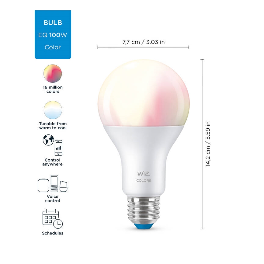LED RGBW Prigušiva žarulja A67 E27/13W/230V 2200-6500K CRI 90 Wi-Fi -WiZ