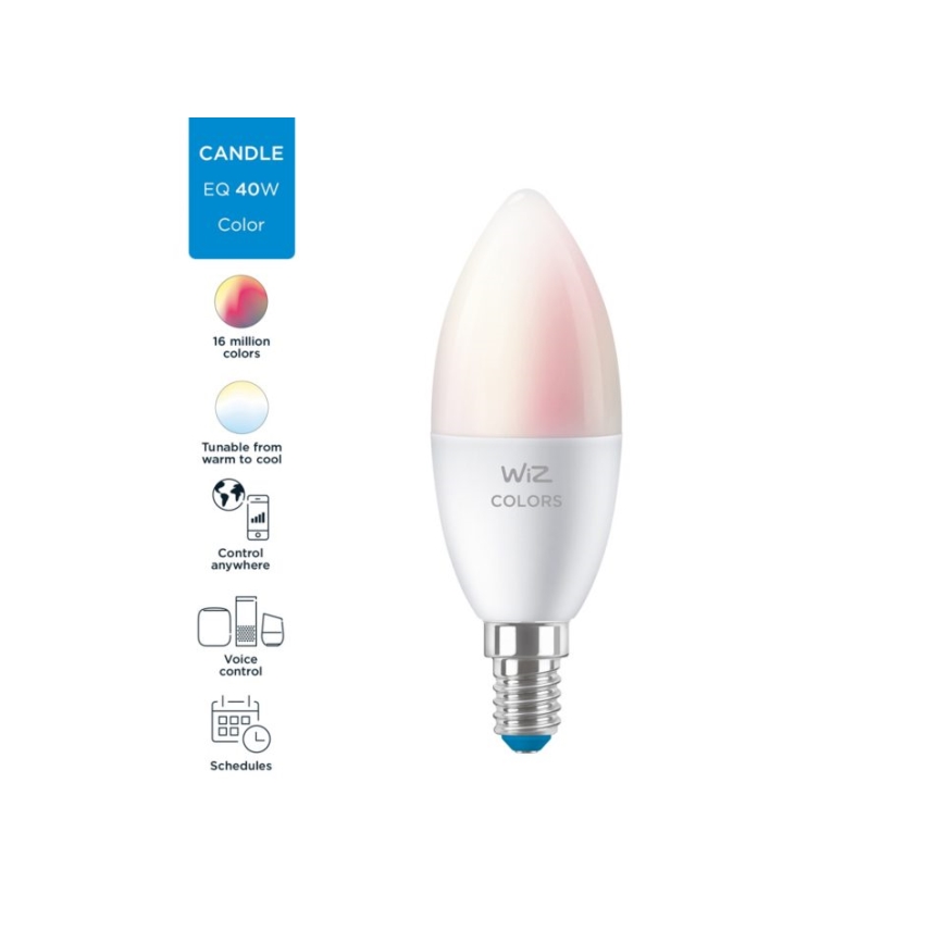 LED RGBW Prigušiva žarulja C37 E14/4,9W/230V 2200-6500K CRI 90 Wi-Fi -WiZ