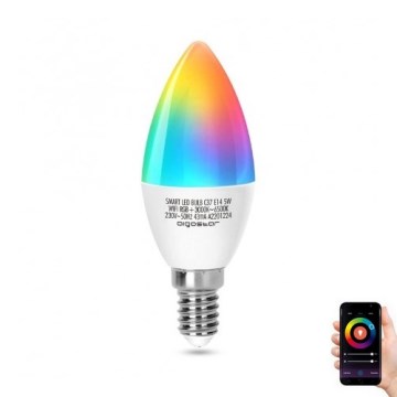 LED RGBW Prigušiva žarulja C37 E14/5W/230V 3000-6500K Wi-Fi - Aigostar